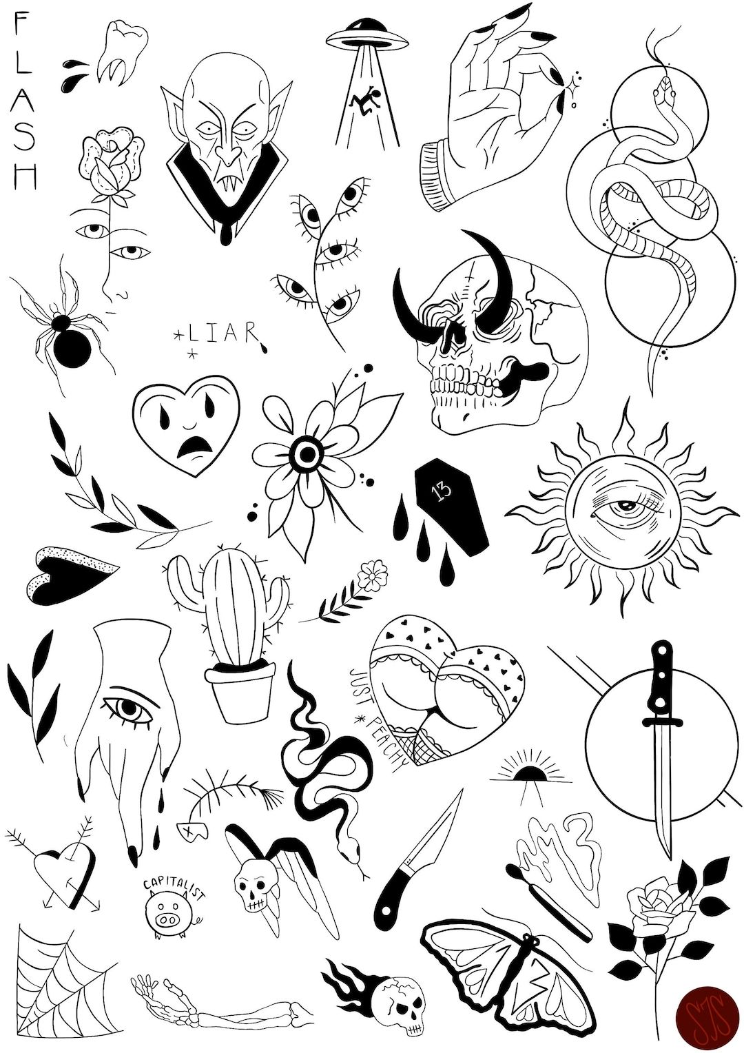 Neo-traditional Tattoo Flash